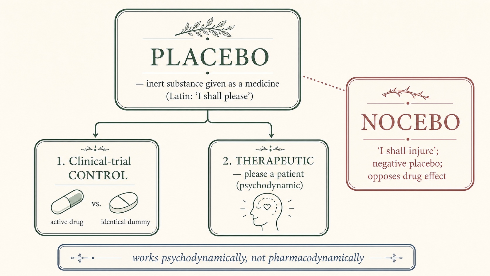 Figure 1 — Placebo & nocebo definition map (Introduction)