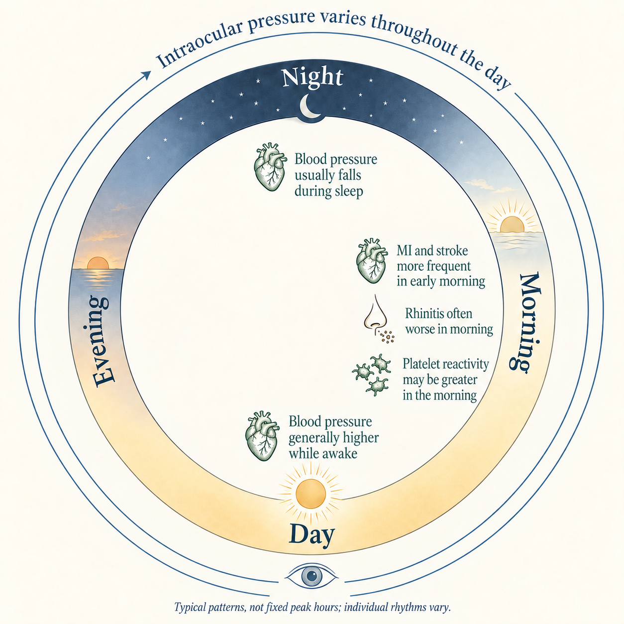 Figure 1 — Daily rhythms and disease: typical patterns