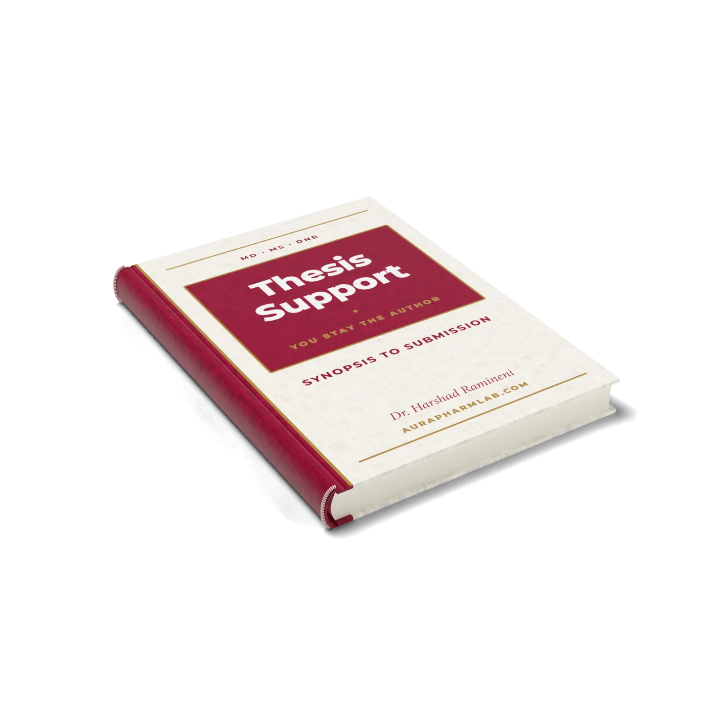 The crimson Thesis Support hardcover: cream cloth with gold foil.